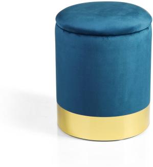 Baroni Home Hocker mit Stauraum, Samt, goldenband, 31X31X39 cm - Blau