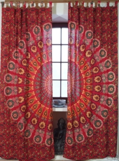 Guru-Shop Vorhang Boho Vorhänge, Gardine (1 Paar) mit Schlaufen,..