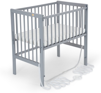 FabiMax Beistellbett Flex grau, 2in1, Beistellbett und Stubenbettchen in Einem, innovatives Seitenteil