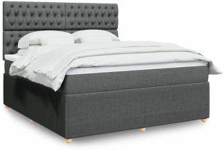 vidaXL Boxspringbett mit Matratze Dunkelgrau 180x200 cm Stoff 3294443