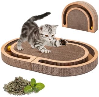 nobleza Kratzbrett Kratzbrett Katzen 2-in-1 Faltbar mit Spielzeugball & Katzenminze