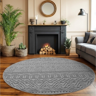 SIMPEX24 Designteppich Einfarbig Boucle Loop, Rund, Höhe: 7 mm, Teppich Wohnzimmer, Schlafzimmer, Gästezimmer