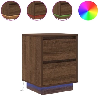 vidaXL Nachttische mit LED-Leuchten 2 Stk. Braun Eichen-Optik 861296