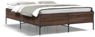 vidaXL Bettgestell Braun Eichen-Optik 160x200 cm Holzwerkstoff Metall 3279791