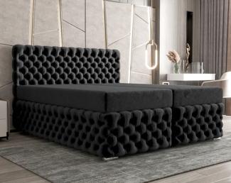 AX LIVING Follonica 140x200 Boxspringbett Schwarz – 150 cm breit, elegant