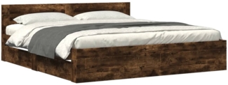 vidaXL Bettgestell mit Kopfteil Räuchereiche 180x200 cm Holzwerkstoff 3295545