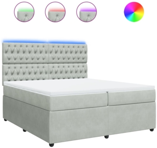 vidaXL Boxspringbett mit Matratze Hellgrau 200x200 cm Samt 3294736
