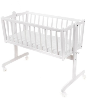 Babywiege weiß mit Matratze Rollen