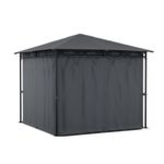 Blumfeldt Mondo - Pergola Partyzelt Gartenzelt Gazebo, Größe: 2,95 x 2,6 x 2,95 m (BxHxT), 4 Seitenteile, EasyMount Concept, Witterungsschutz: UV / Wind / Regen, dunkelgrau