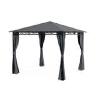 Blumfeldt Mondo - Pergola Partyzelt Gartenzelt Gazebo, Größe: 2,95 x 2,6 x 2,95 m (BxHxT), 4 Seitenteile, EasyMount Concept, Witterungsschutz: UV / Wind / Regen, dunkelgrau