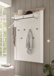 Wandgarderobe Wandpaneel Florenz 107cm pinie weiß oslo pinie Flur Paneel