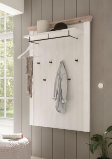 Wandgarderobe Wandpaneel Florenz 107cm pinie weiß oslo pinie Flur Paneel