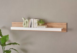 INOSIGN Wandboard Brixen, modernes Wandregal, Hängeregal mit Ablage, vielseitig einsetzbares Hängeregal, Weiß mit Eiche Evoke Dekor