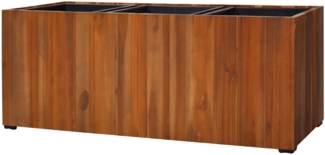 Pflanzgefäß Colorado 4 Pflanzkasten Blumenkasten Akazienholz 33x93x31 cm mit Einsatz