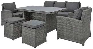 Sitzgruppe SEVILLA 6-tlg. Polyrattan Set braun Sitzgarnitur Gartenset Garnitur