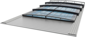 Poolüberdachung EXCLUSIVE - für alle Poolgrößen - UV-Klarglas - Aluminium Struktur I 3,00x12,84 m