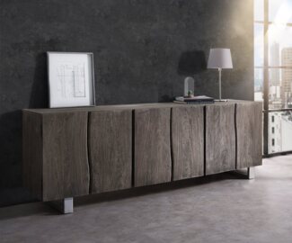 Delife 'Sideboard Live-Edge', 220 x 46 x 75 cm (BxTxH), Akazie, 6 Türen
