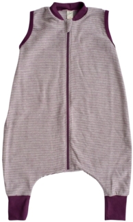 Lilano, Schlafsack mit Bein, geringelt, Merinowolle (kbT), Seide, 210 g/m² (Beere/Natur, 86-92)
