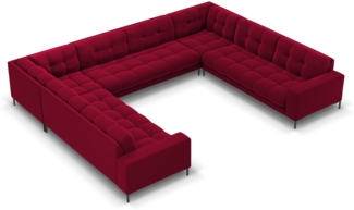 Micadoni Wohnlandschaft Mamaia 9-Sitzer Samtstoff Rot Metall schwarz