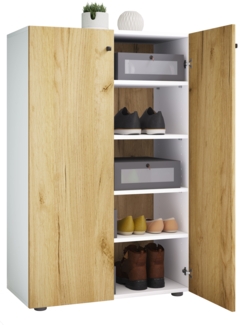 VCM Schuhschrank Lona 919592 Weiß / Honig-Eiche H. 110 x B. 70 x T. 39 cm