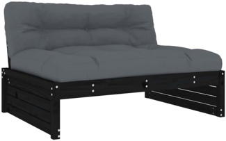 vidaXL Mittelsofa Schwarz 120x80 cm Massivholz Kiefer 825762