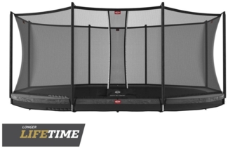 BERG Trampolin InGround oval 520x345 cm grau mit Sicherheitsnetz Comfort Grand Favorit
