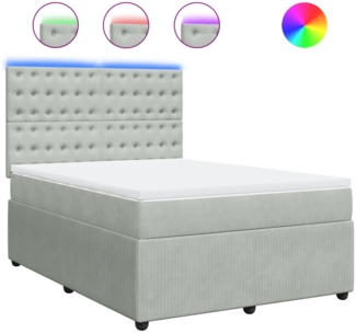 vidaXL Boxspringbett mit Matratze Hellgrau 160x200 cm Samt 3294694