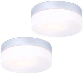2er Set RGB LED Deckenleuchten, Glas opal, silber