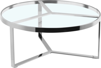 Leonique Couchtisch Palmer, Runder Couchtisch, Silber, Chrom, Glasplatte, Gestell, 90 x 90 x 40