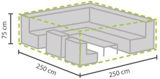 Perel Wetterfeste Schutzhülle Abdeckung für eckiges Garten Lounge Set, 250 x 250 x 75 cm