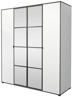 Kleiderschrank Rolites I 180 4D (Farbe: Weiß / Weiß + Schwarz)