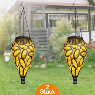 Solarleuchte Garten 2er Set Tropfen Solarlampe Außen Außenleuchte Solar