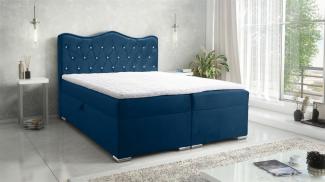 Boxspringbett Schlafzimmerbett SULTAN New in Stoff Velvet X Dunkelblau 140x200cm