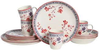 CreaTable Kombiservice Cottage, Kombi-Service 16-tlg (16-tlg), 4 Personen, Steingut, Blumenmotive