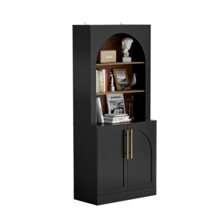 UEV Buffet Buffetschrank mit 2 Türen und 3 Fächern (verstellbare Ablage 80x39,5x178cm für Wohnzimmer Schlafzimmer Küche Büro, Bücherschrank Standregal, Aufbewahrungregal Sideboard, Küchenschrank) 80x39,5x178cm für Wohnzimmer Schlafzimmer Küche Büro