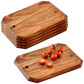 5 Stück Schneidebrett, 8-eckig, Akazie - 28 x 20cm