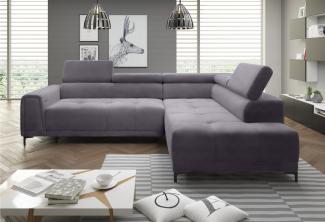 Stylefy Volter Ecksofa Strukturstoff Grau Rechts