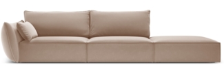 Micadoni Sofa Kaelle 4-Sitzer Rechts Samt Beige Kunststoff schwarz