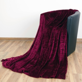 Kuscheldecke Wohndecke "Celina" - hochwertige Flauschige Decke, 130x170 cm - Aubergine