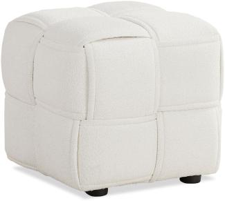 Sitzhocker Pouf Beige Bouclé Poufhocker Sitzpouf Polsterhocker Sitzwürfel Schminkhocker Hocker Gepolstert