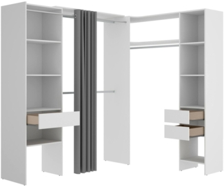 Dmora Großer Kleiderschrank Pali, Schlafzimmermöbel, Schrank, Garderobe, 214x141 h205 cm, Weiß