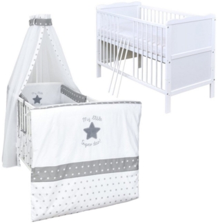 Baby-Delux Komplettbett Babybett Jack Komplettset, 10-tlg, Kinderbett 70x140 cm weiß, Bettset verschiedene Designs