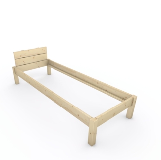 Pfostenbett "metallarm" Fichte Holzbett "Daybett" 80 x 220cm 38cm Einzelbett