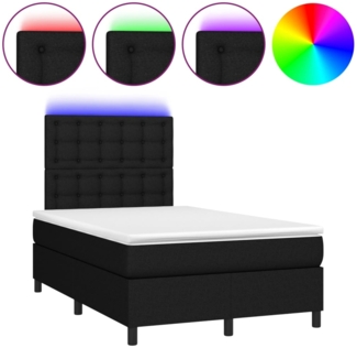 vidaXL Boxspringbett mit Matratze & LED Schwarz 120x190 cm Stoff 3270227