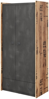 Kleiderschrank Fargo Drehtürenschrank 90cm Canyon Alpine Spruce Raw Steel