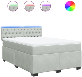 vidaXL Boxspringbett mit Matratze Hellgrau 140x190 cm Samt 3288612