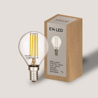 s.luce E14 LED Warmweiß 2700K 350lm 4W Dimmbar CRI 90 Klar