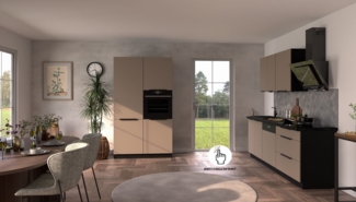 Küche ARIA K-BL - 220 + 120 cm Anti Fingerprint Küchenzeile Küchenblock Singleküche Einbauküche