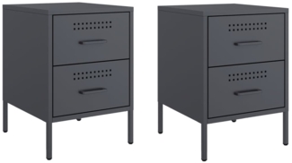 vidaXL Nachttische 2 Stk. Anthrazit 36x39x50,5 cm Stahl 842927