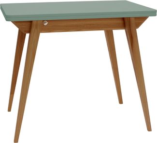 Ragaba rechteckiger ausziehbarer Tisch, MDF & Massives Eschenholz, 90x65 cm, Salbei Grün, Eichenbeize